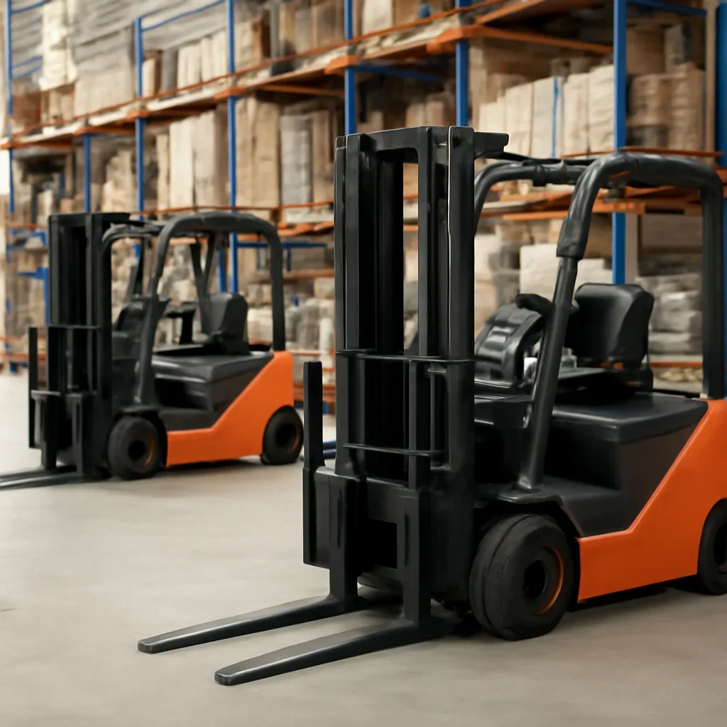3-wheel electric forklifts prepared for a material handling operation
