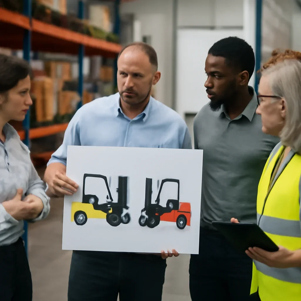 forklift comparison being reviewed during equipment planning