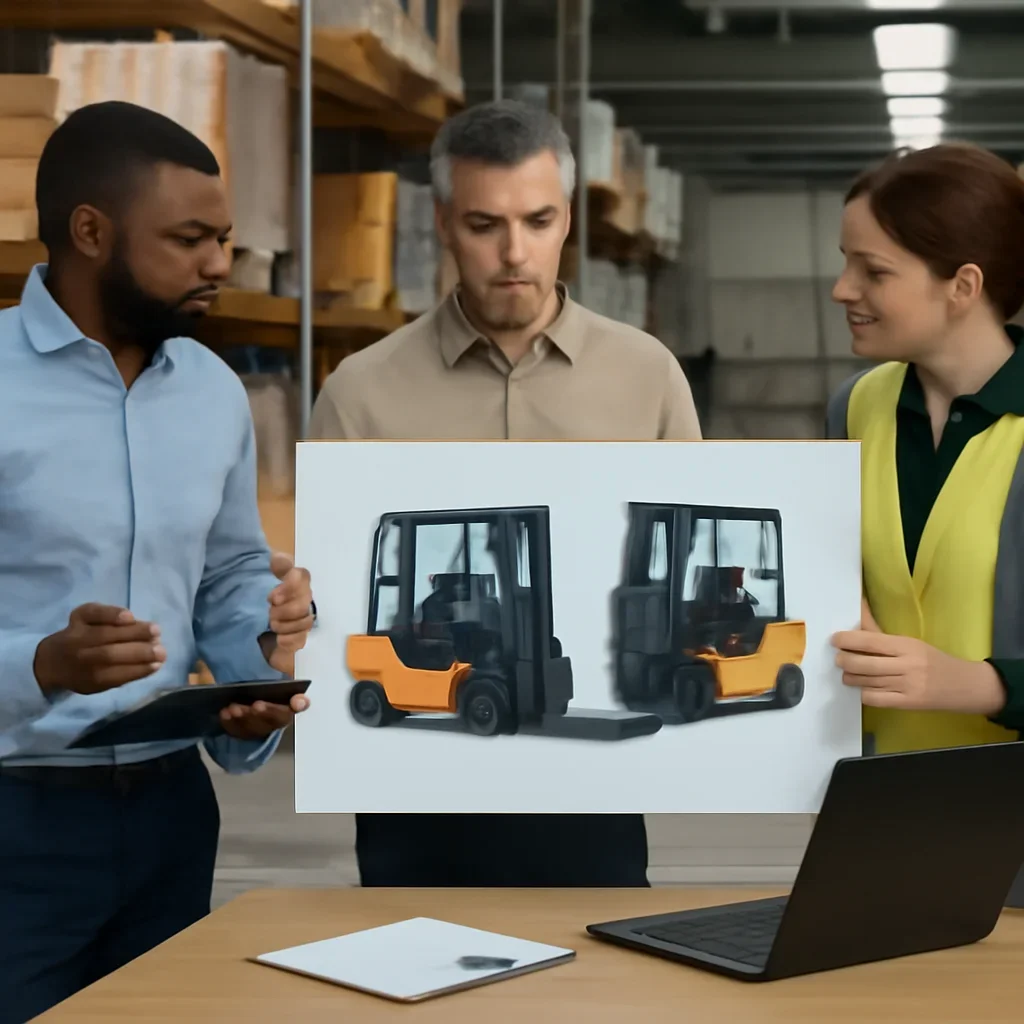 forklift comparison being reviewed during equipment planning