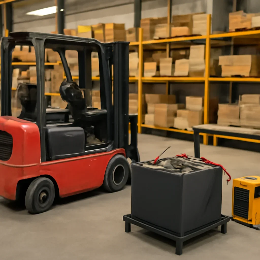 forklift battery service prepared for a material handling operation