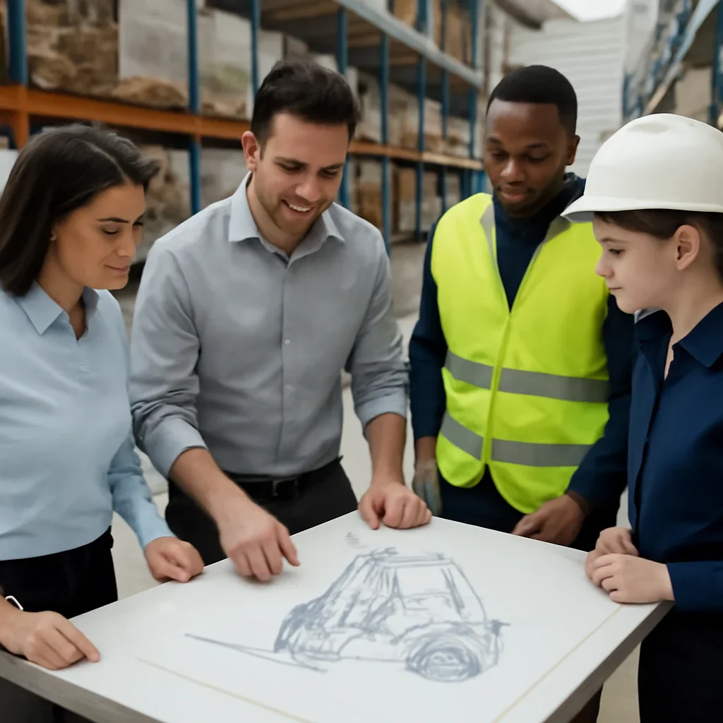 forklift selection being reviewed during equipment planning