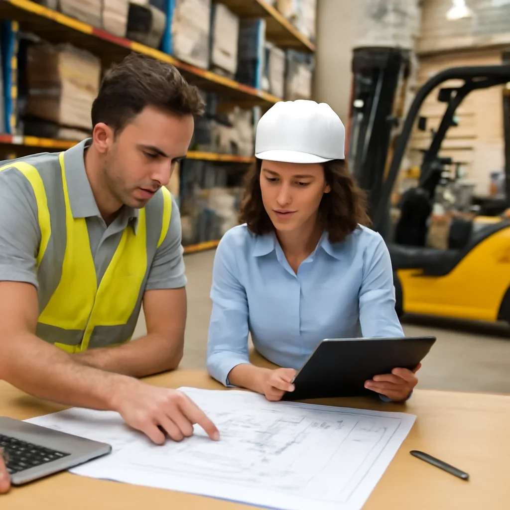 forklift planning being reviewed during equipment planning