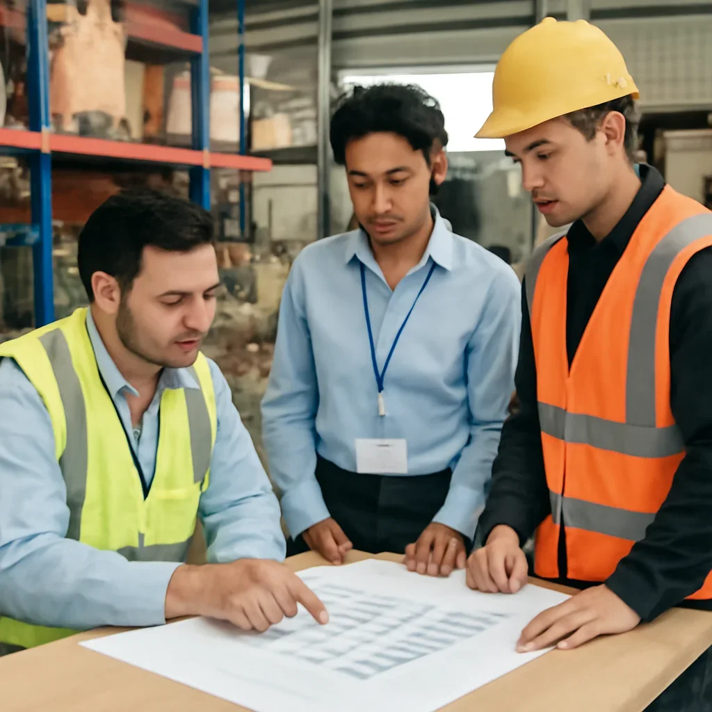 forklift planning being reviewed during equipment planning