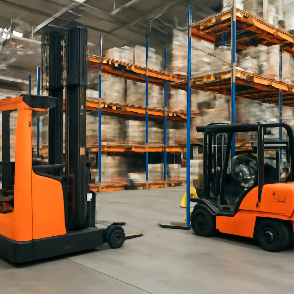 reach truck vs counterbalance forklift prepared for a material handling operation