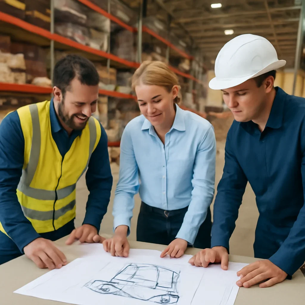 forklift planning being reviewed during equipment planning