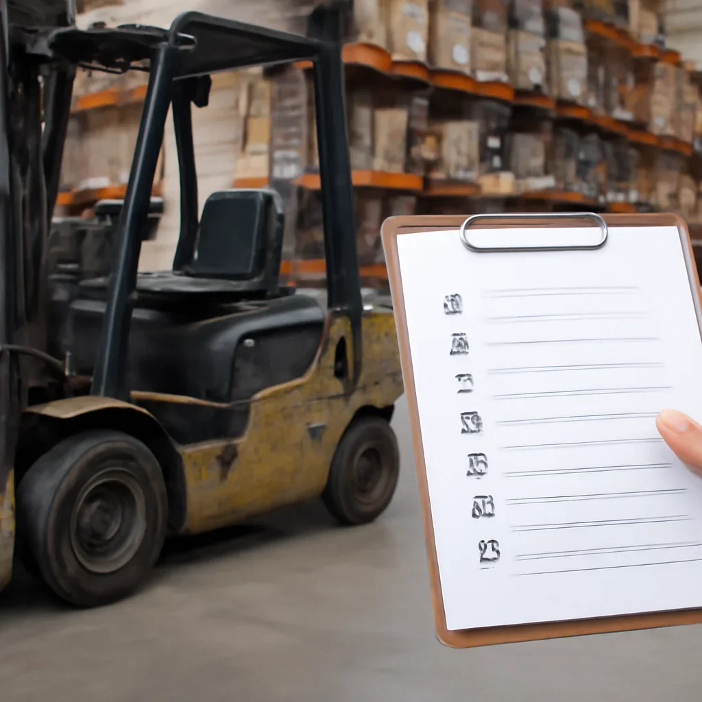 used forklift inspection checklist prepared for a material handling operation