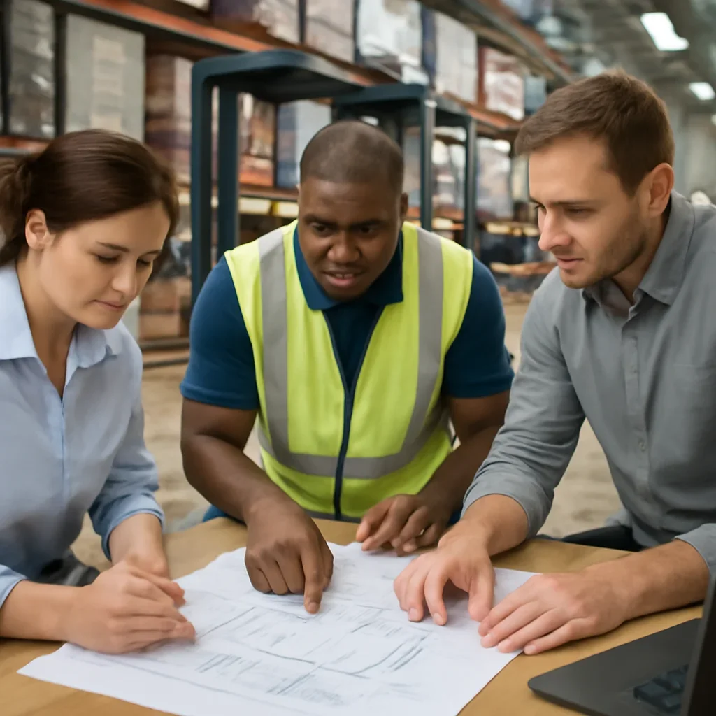forklift planning being reviewed during equipment planning