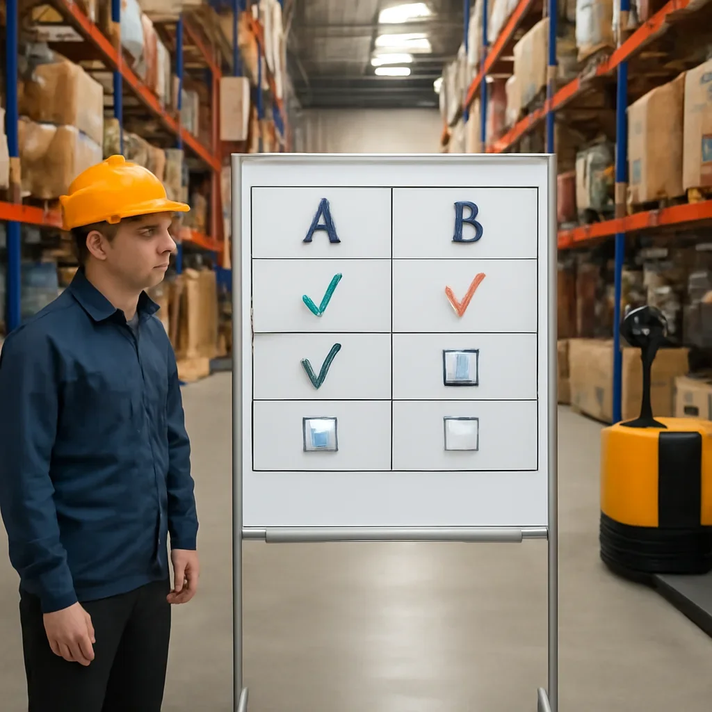 comparison planning prepared for a material handling operation