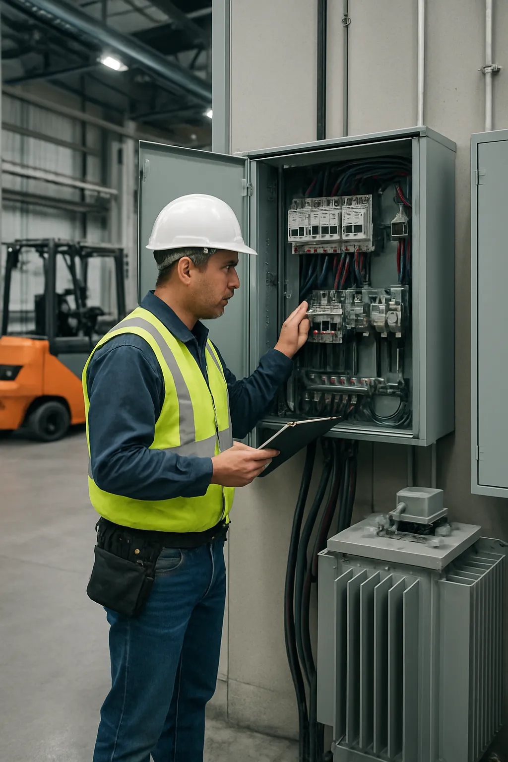 electrical panel and transformer capacity being reviewed for forklift chargers