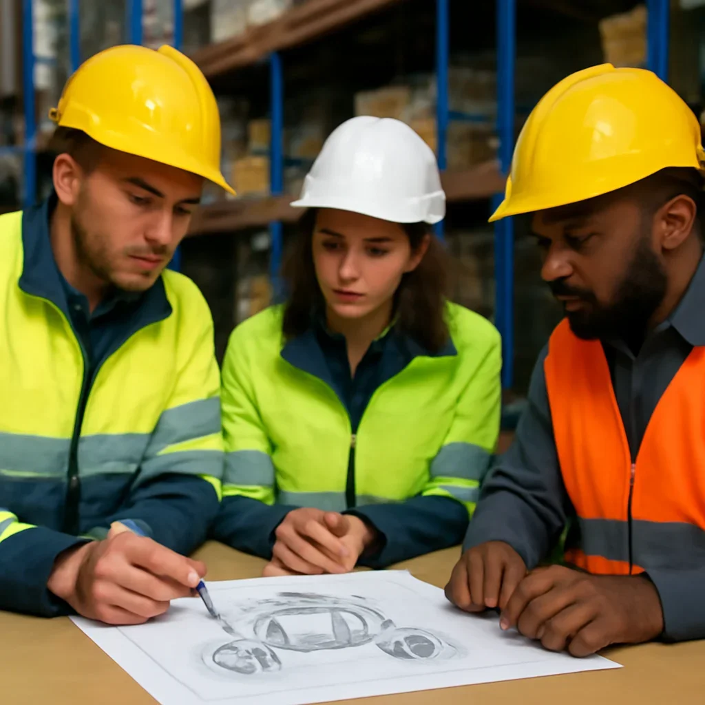 forklift planning being reviewed during equipment planning