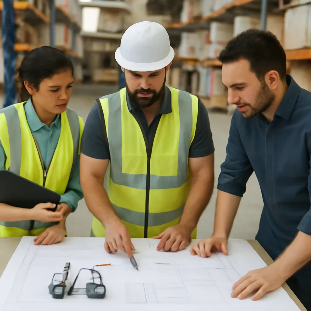 forklift planning being reviewed during equipment planning