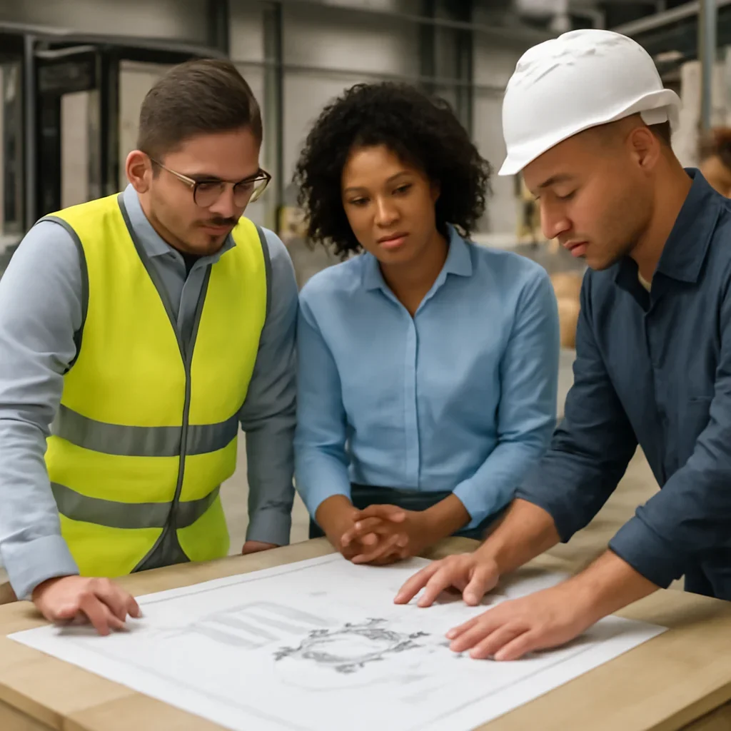 forklift planning being reviewed during equipment planning