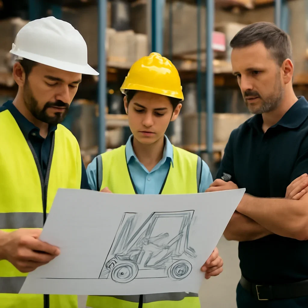 forklift planning being reviewed during equipment planning