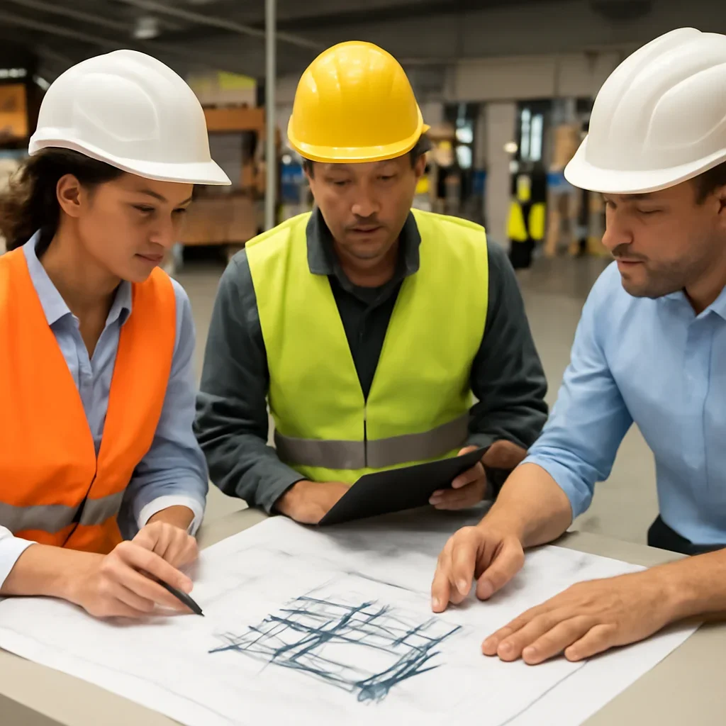 forklift planning being reviewed during equipment planning