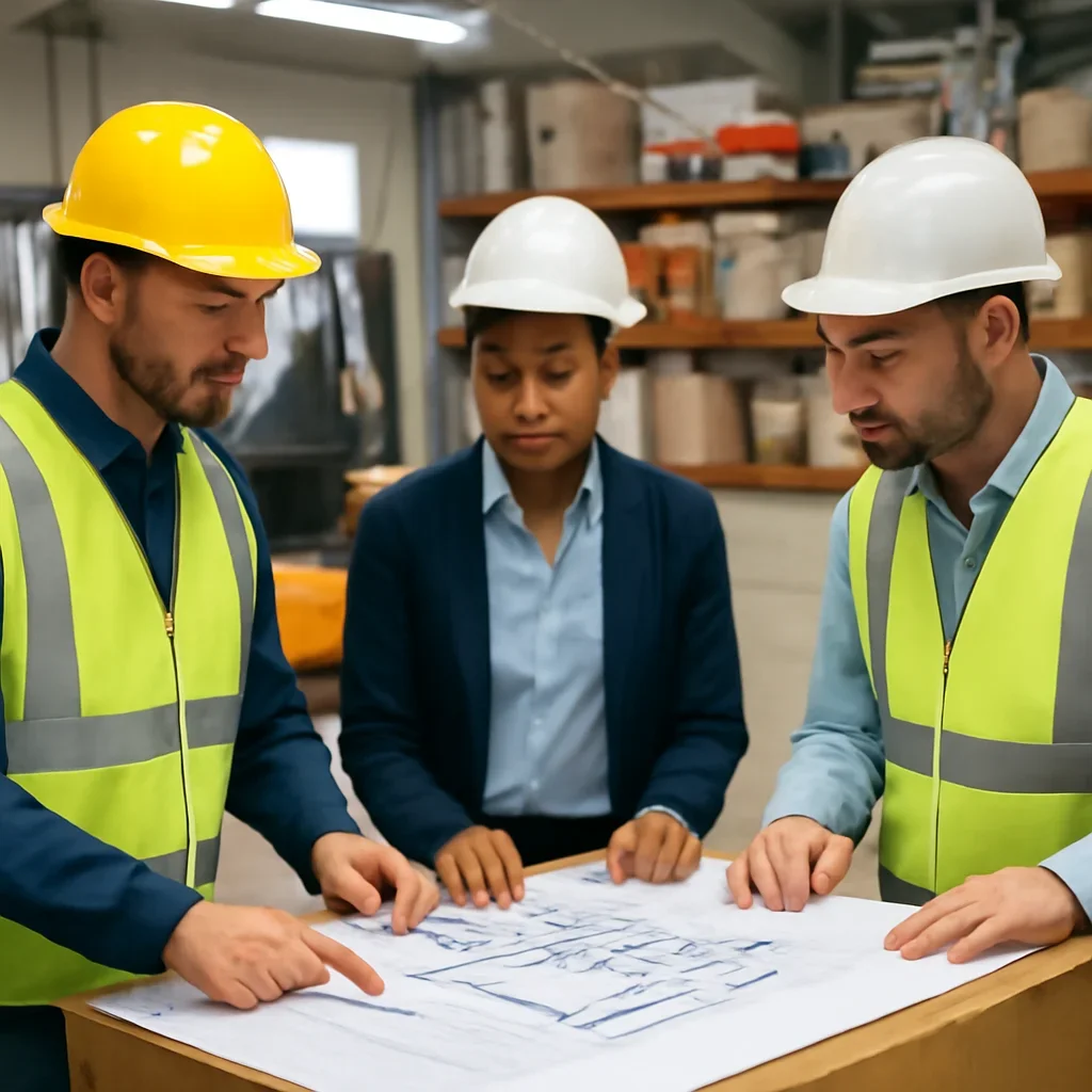 forklift planning being reviewed during equipment planning
