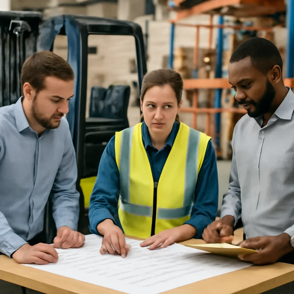forklift planning being reviewed during equipment planning