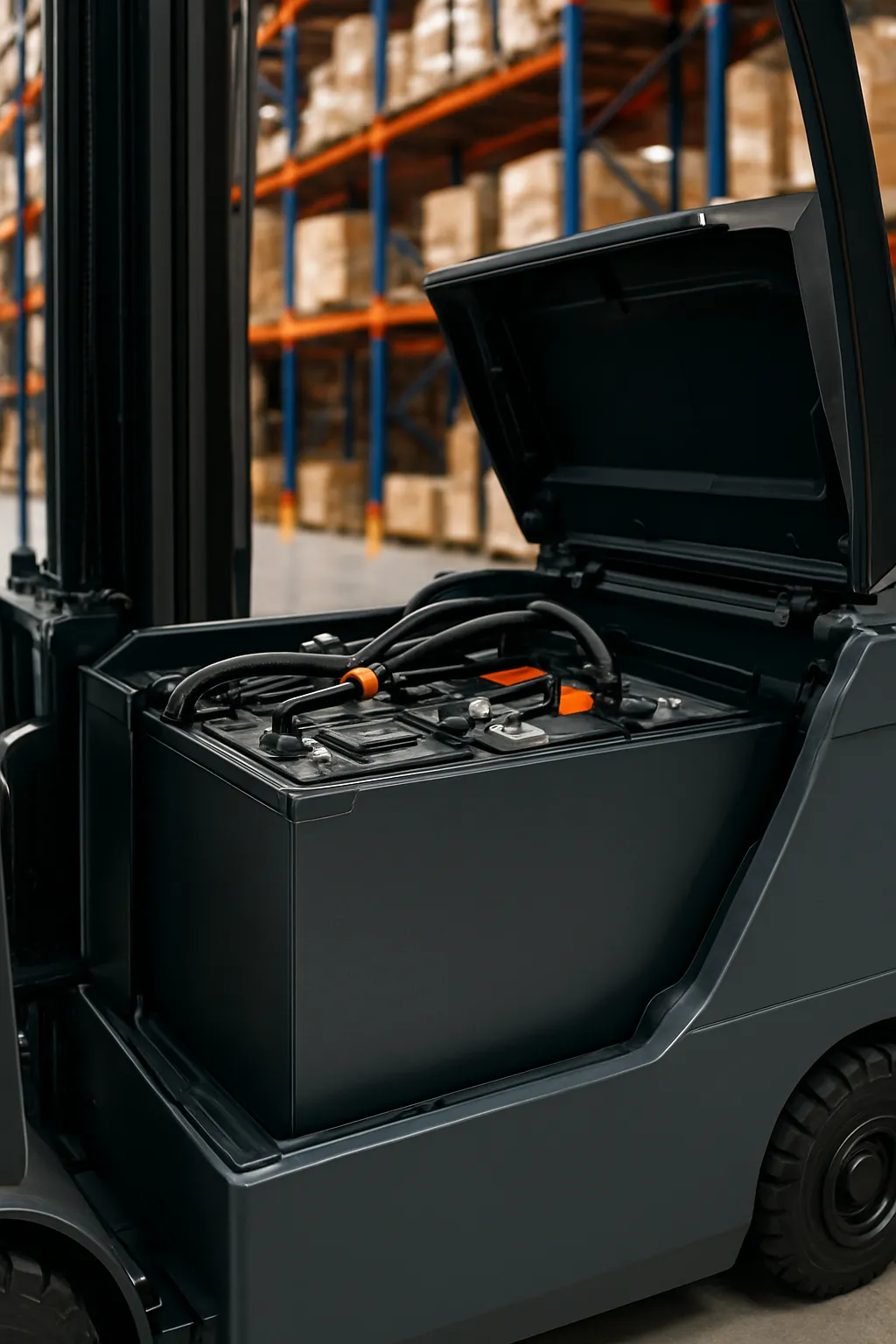 lithium-ion battery system installed in an electric forklift