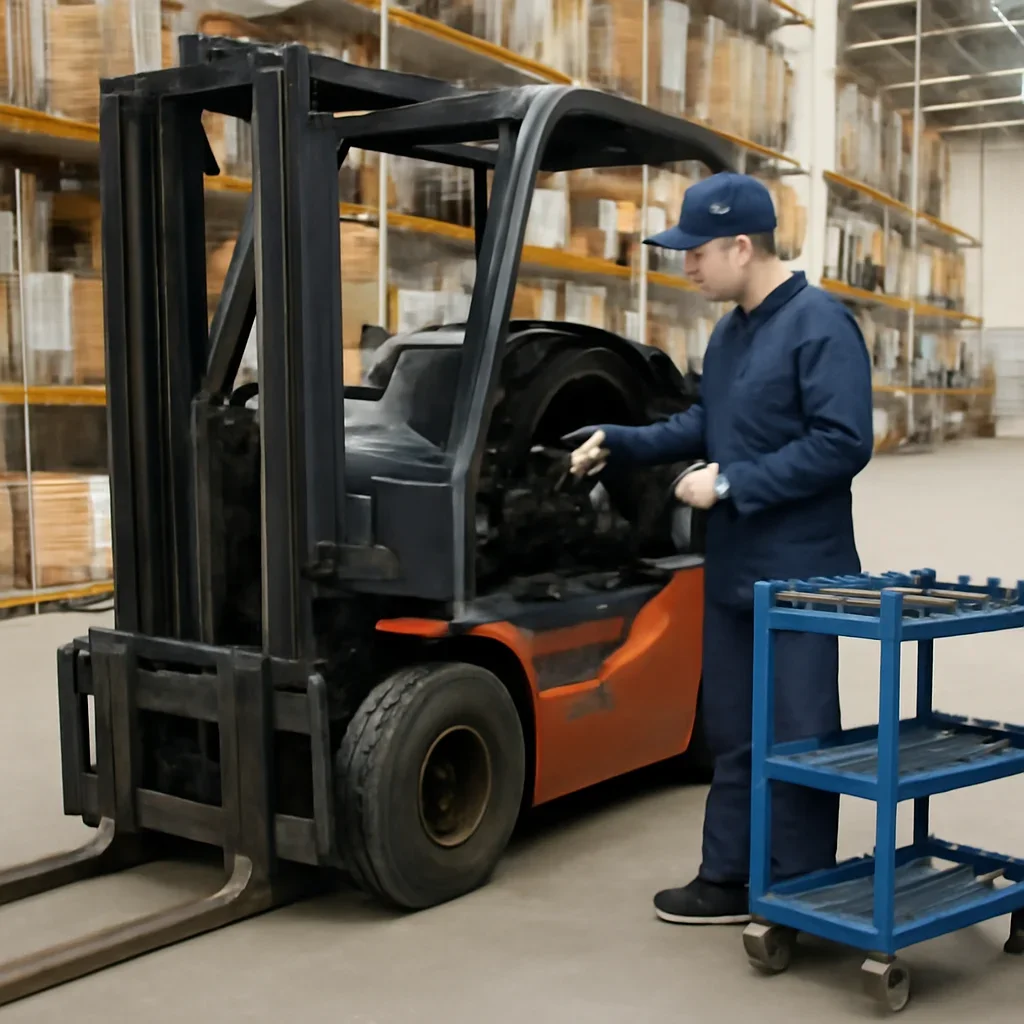 mobile forklift repair prepared for a material handling operation