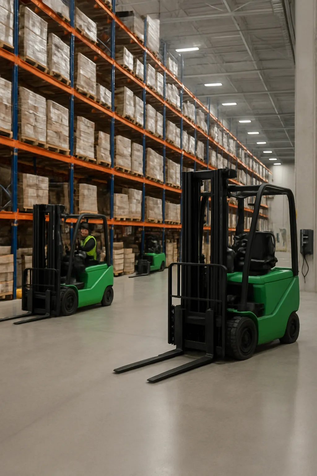 modern electric forklift fleet using lithium-ion battery technology