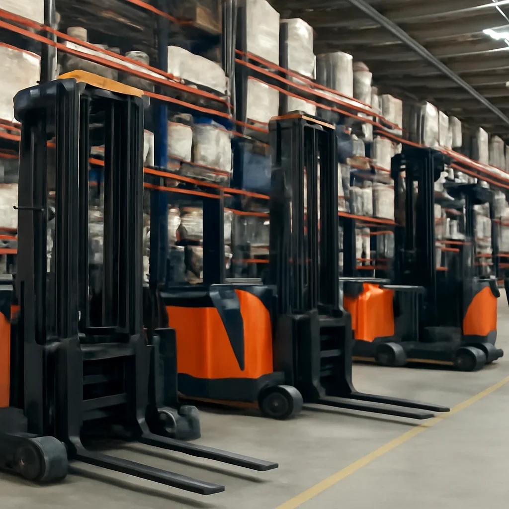 reach trucks prepared for a material handling operation