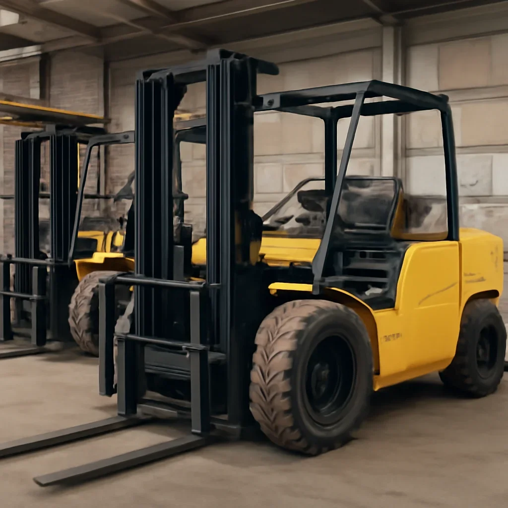rough terrain forklifts prepared for a material handling operation