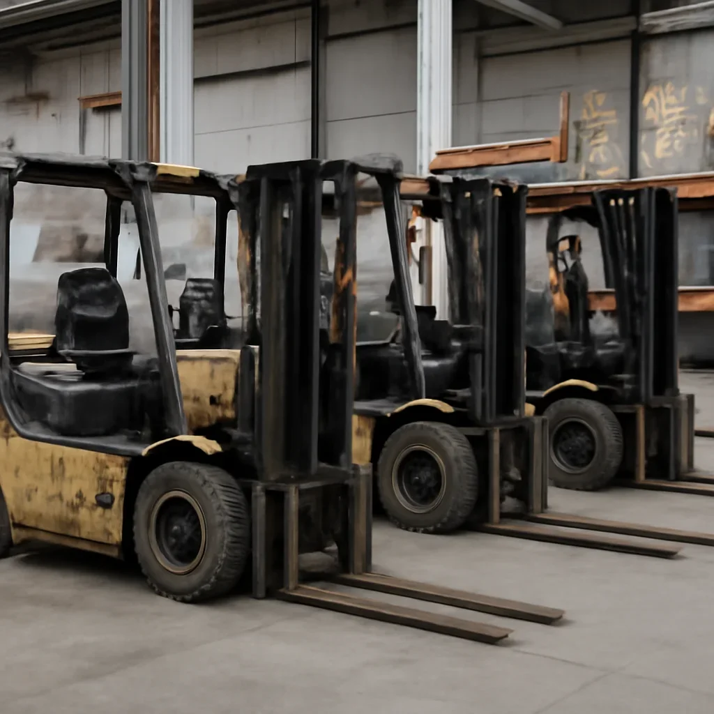 used diesel forklifts prepared for a material handling operation