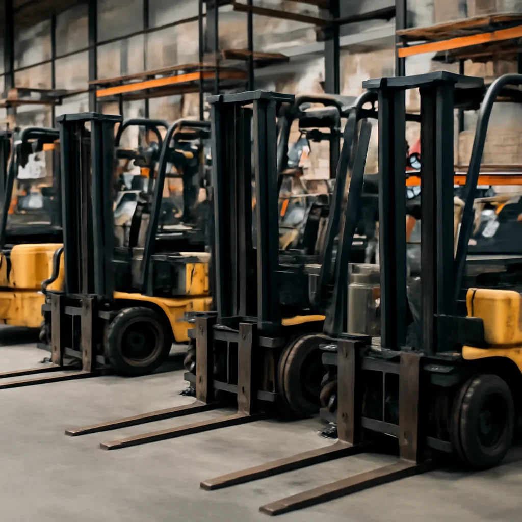 used electric forklifts prepared for a material handling operation