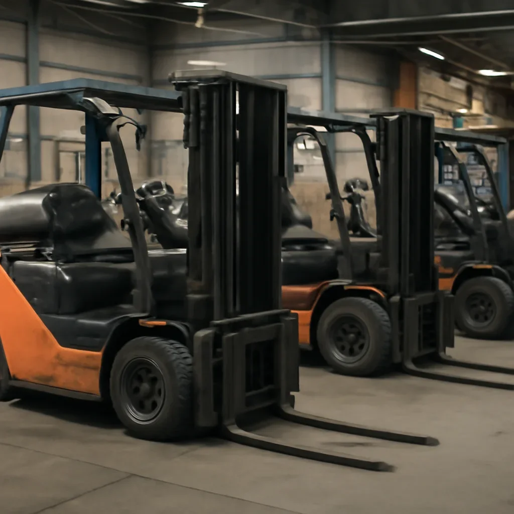 used propane forklifts prepared for a material handling operation