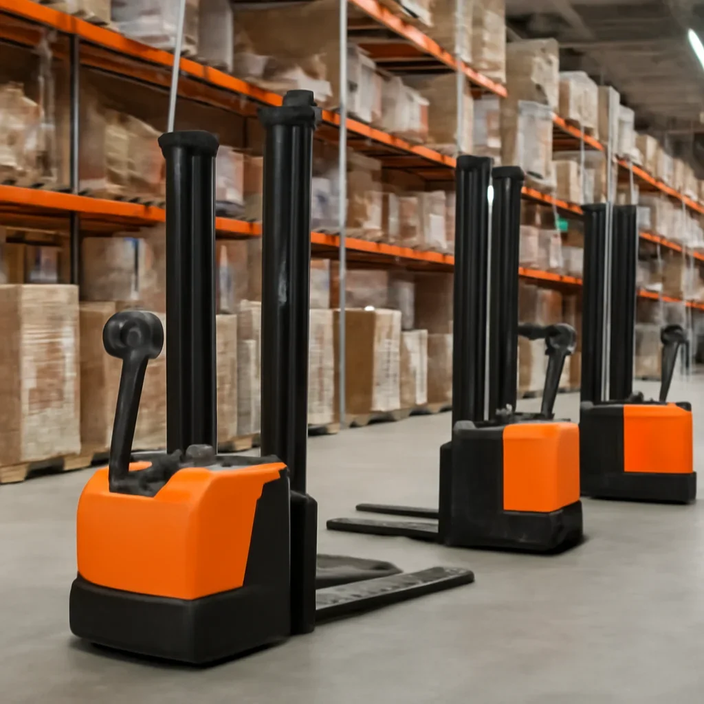 walkie stackers prepared for a material handling operation